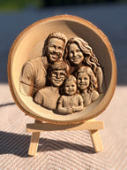Holzscheibe mit Foto als 3D-Gravur