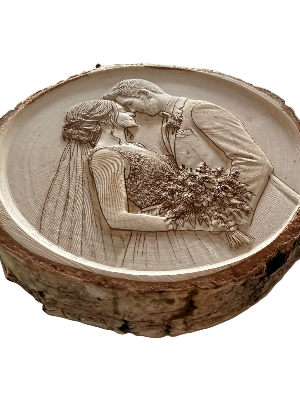 Holzscheibe mit Foto als 3D-Gravur