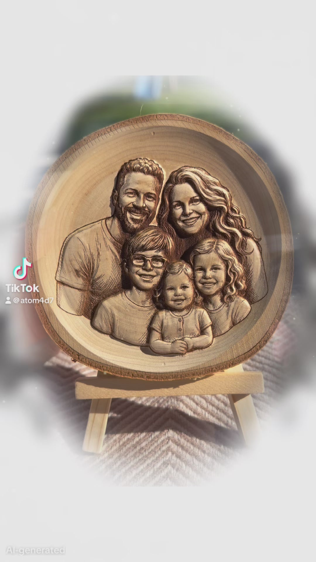 Holzscheibe mit Foto als 3D-Gravur